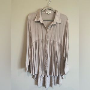 Taupe button down baby doll top